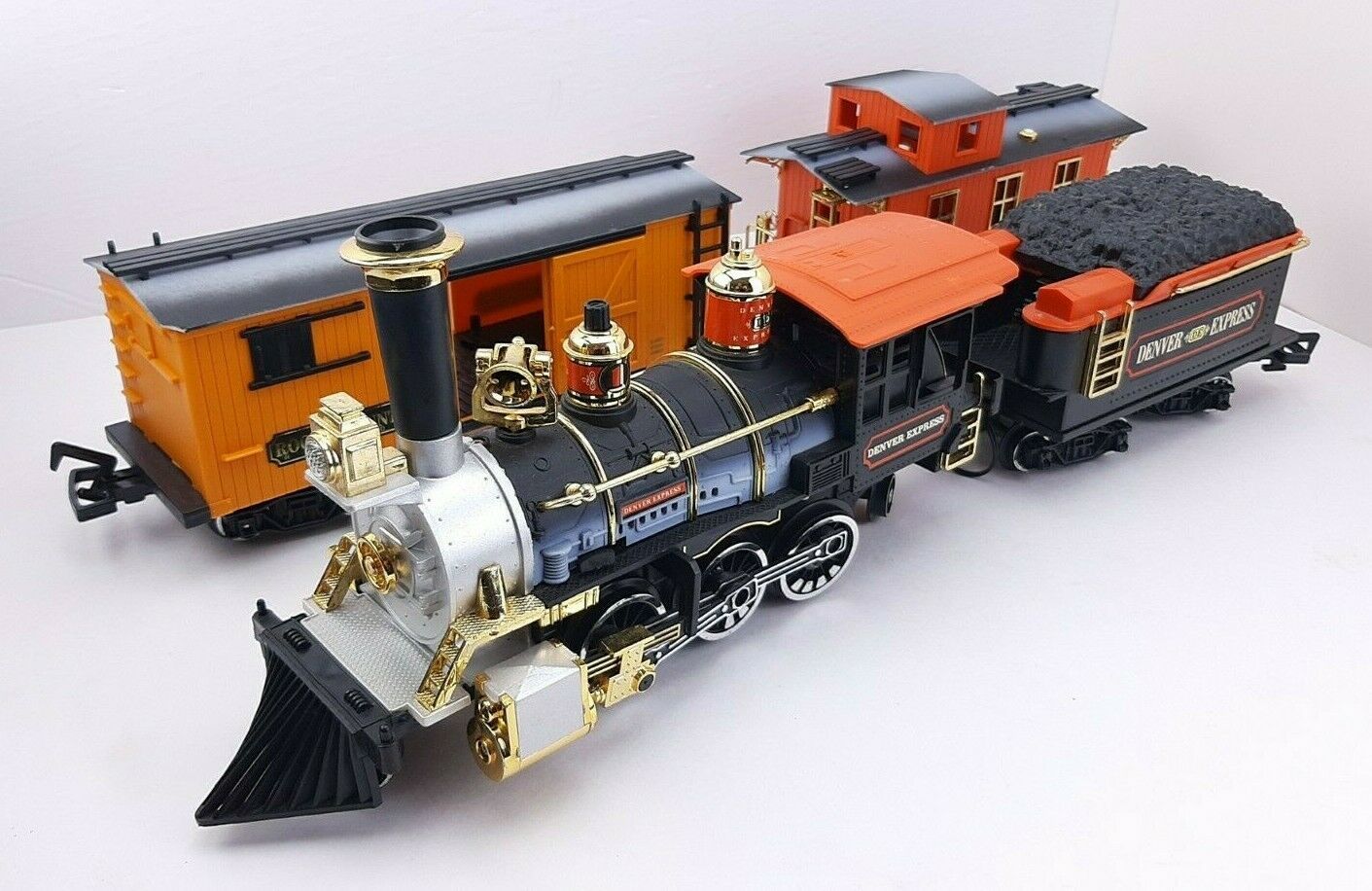 Vintage Denver Express Train Set Toy Engine New Bright Hong