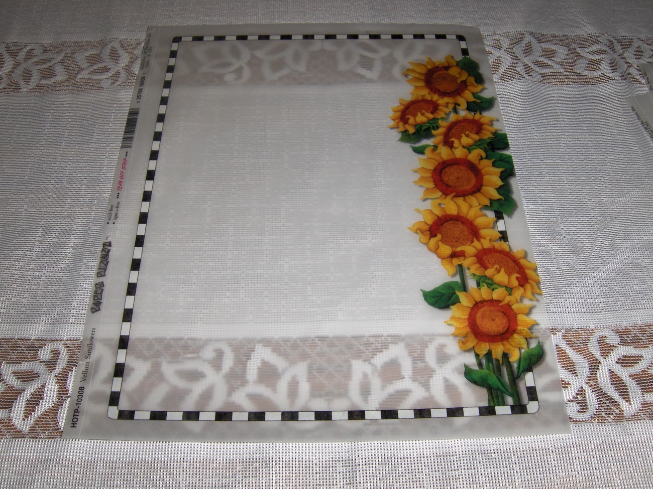 Vellum Scrapbook Paper with Sunflowers and Border 5 sheets Other
