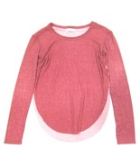 Lucca Couture Nylon Sheer Long Sleeve Shirt in Red - Round Hem Open Side... - $11.86