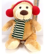 Brown Bear W/ Earmuffs Scarf Plush Stuffed Animal Christmas Teddy Holida... - $10.68