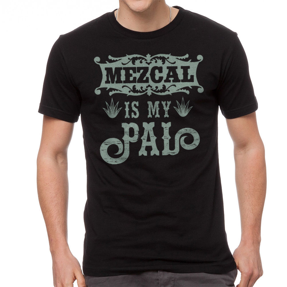 Image of Mezcal Is My Pal & Agave Plants Men's Black T-shirt NEW Sizes S-2XL