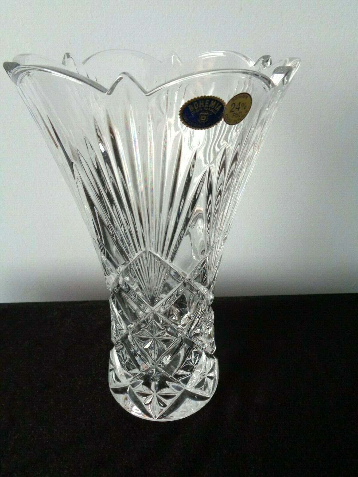 New Vintage Bohemia Czech Republic Lead Crystal 8" Vase With Tags Other Bohemian/Czech Art Glass