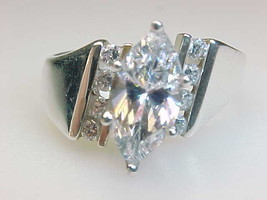CUBIC ZIRCONIA RING in Sterling Silver - Size 7 - £61.77 GBP