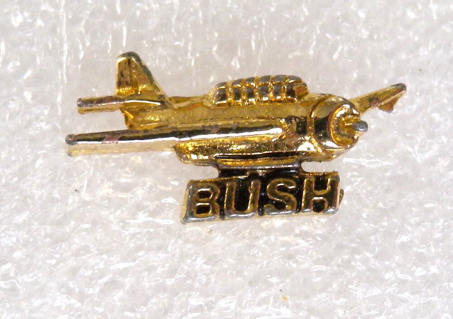 George H. W. Bush Airplane Campaign Pinback Lapel Hat Pin Brass