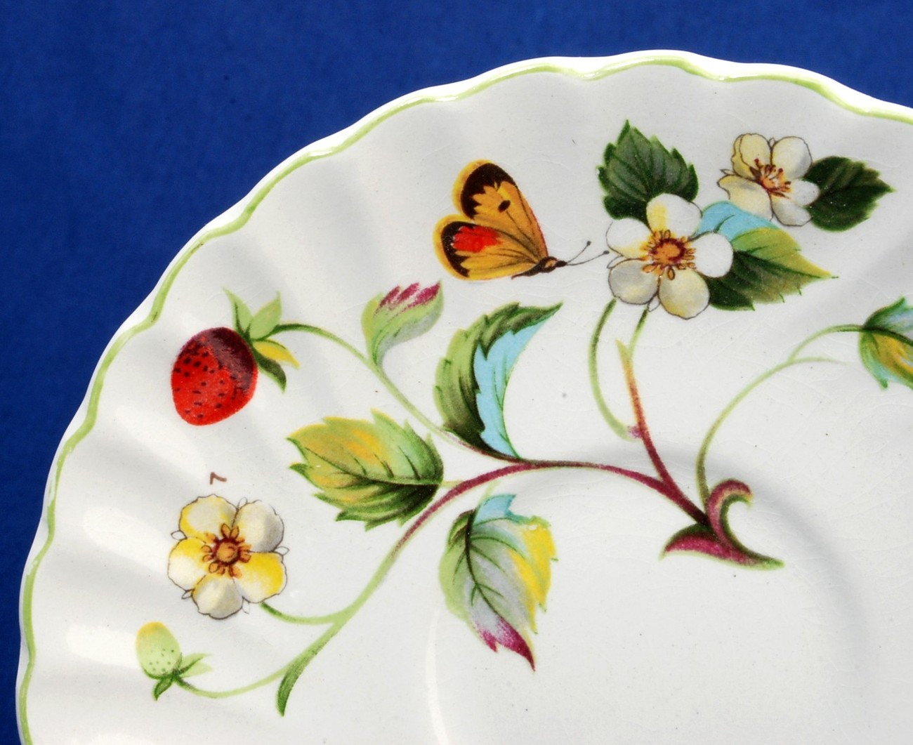 Beautiful Vintage Old Foley James Kent Ltd Made In England Porcelain Strawberry Pattern Tray Trinket Dish