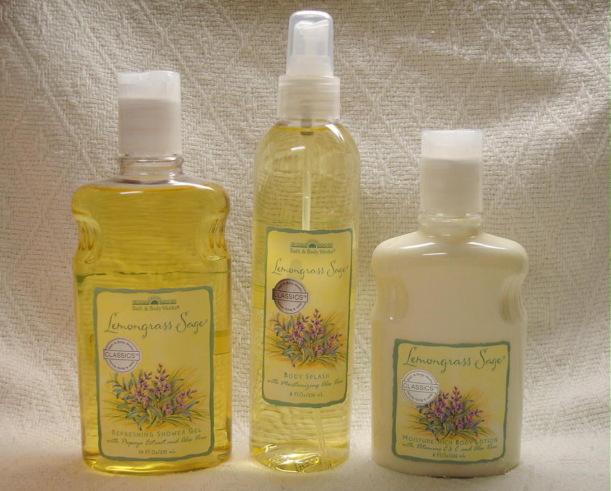 Lemongrass Sage Body Splash Body Lotion Shower Gel 3 Piece Set Bath