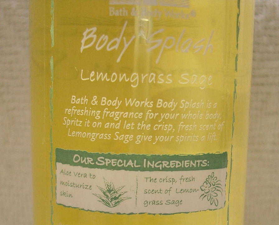 Lemongrass Sage Body Splash Body Lotion Shower Gel 3 Piece Set Bath