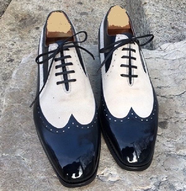 Black &  White Made To Order Magnificent Leather Oxford Formal Dress Men Shoes