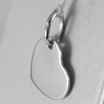 18K WHITE GOLD HEART ENGRAVABLE CHARM PENDANT 13 MM FLAT SMOOTH MADE IN ITALY image 2