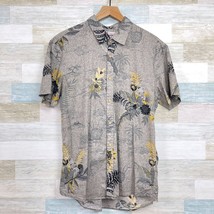 Quiksilver Hawaiian Shirt Gray Tropical Pineapple Volcano Aloha Mens Large - $34.64