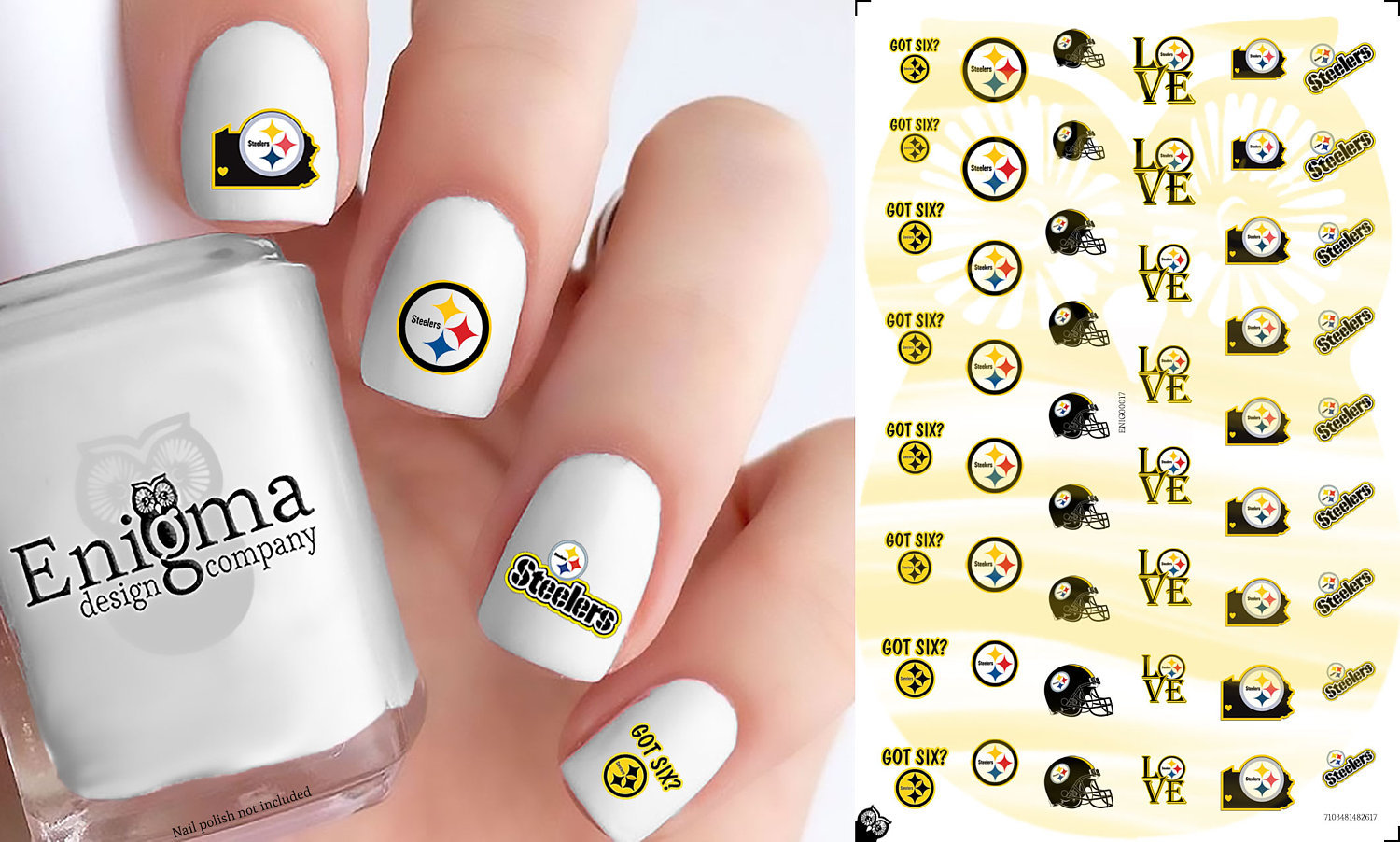 Pittsburgh Steelers Nail Decals (Set of 50) Nail Art