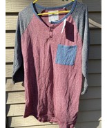 PACSUN On The Byas Red/Gray 3/4 Sleeve Baseball Tee Shirt T-Shirt Medium - $19.75