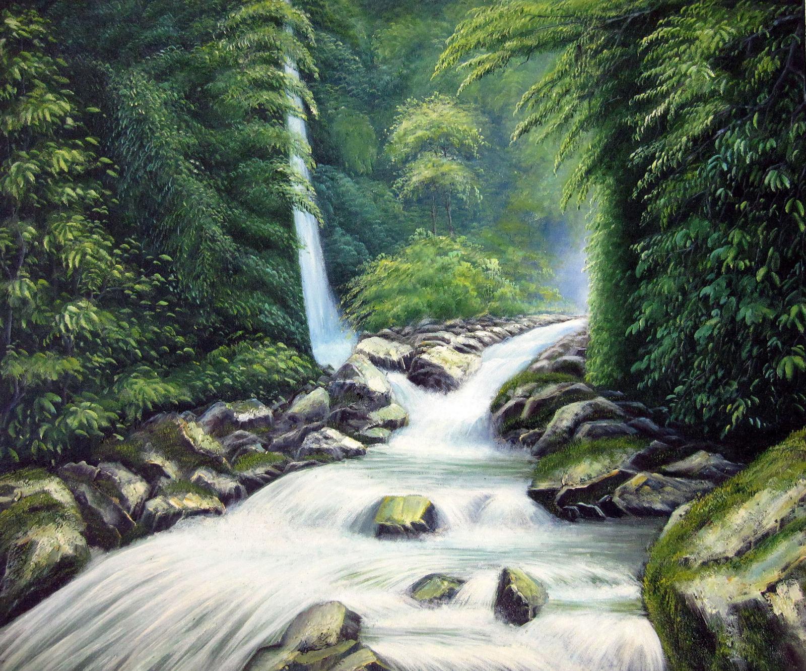 Stream 20x24 in. stretched Oil Painting Canvas Art Wall Decor modern101