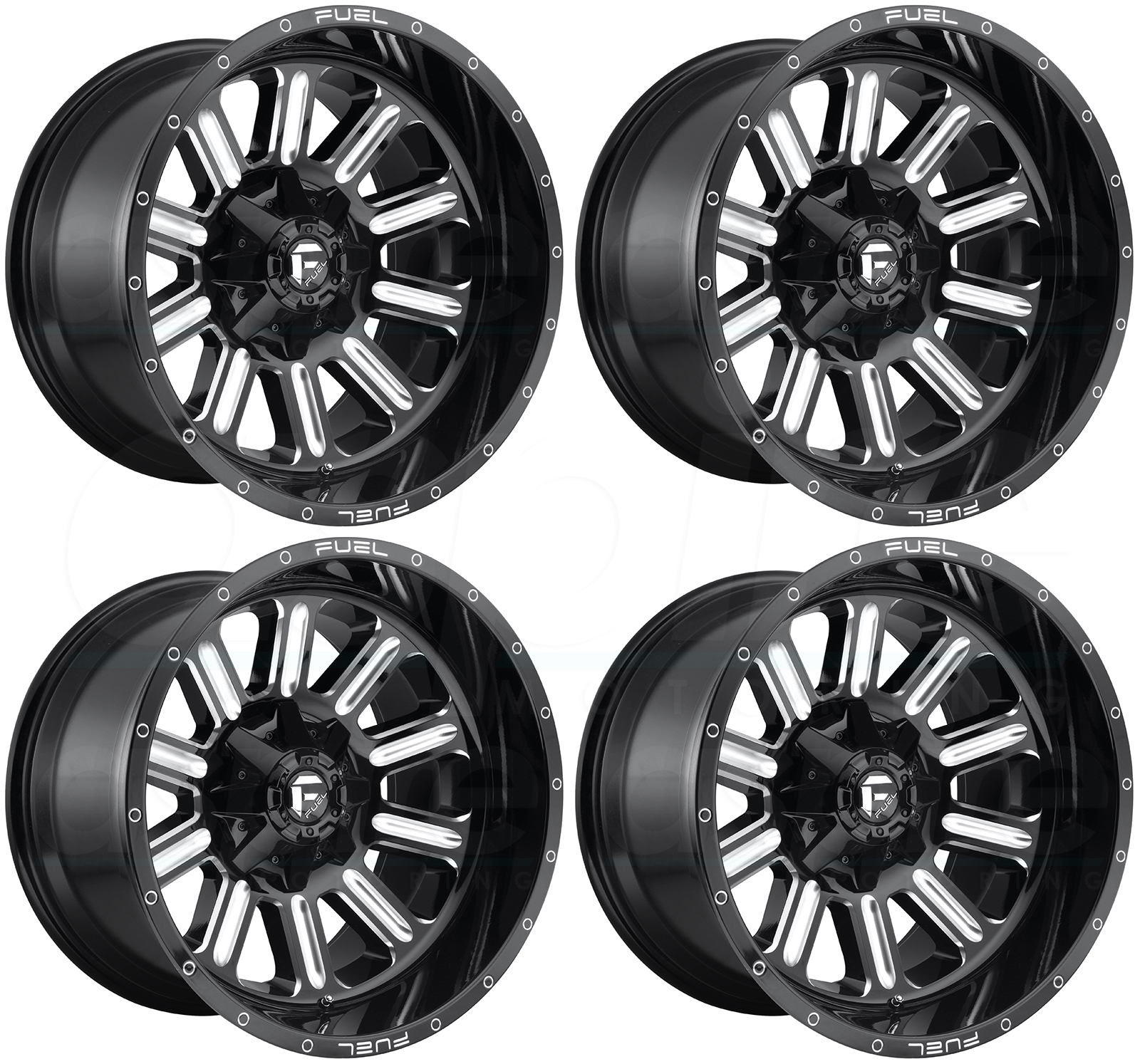 20x9 Fuel D620 Hardline 5x5/5x5.5 20 Gloss Black Milled Wheels Rims Set(4) Wheels