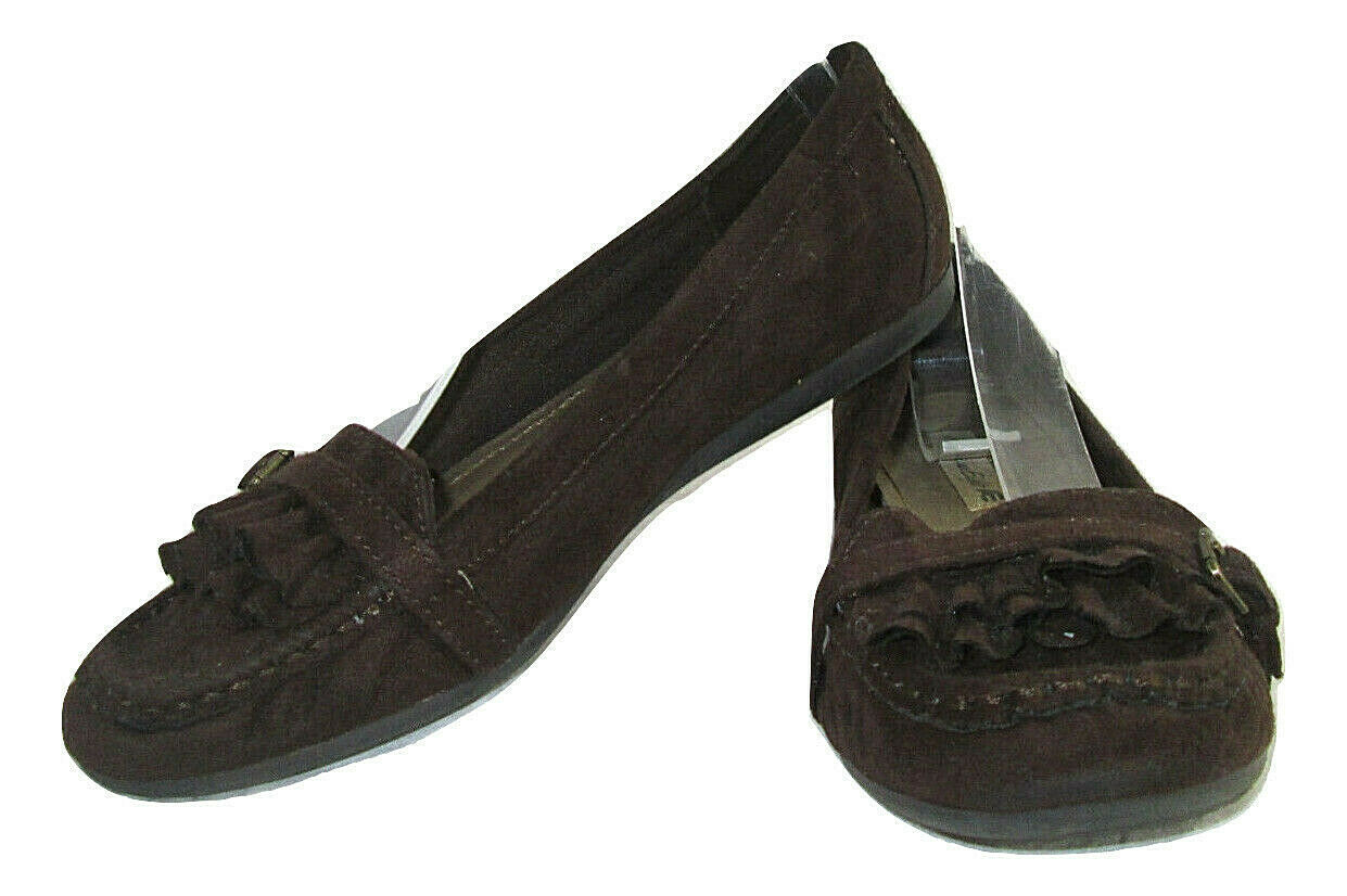 American Eagle Shoes Moccasin Womens Size 7.5 Loafer Flats Brown Faux Suede - $12.86