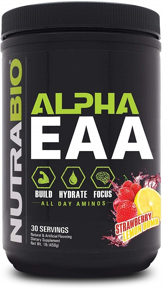 NutraBio Alpha EAA (Strawberry Lemon Bomb) – All-Day , and Hydration Supplement