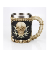 Skull Mug Contain Viking Skeleton Death Grim Knight Gothic Design Tankar... - $23.90