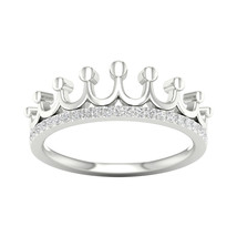 10k White Gold 1/8ct TDW Diamond Crown Ring - £238.40 GBP