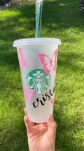 Personalized Starbucks Reusable Cold Cup with Butterfly Drink 24oz Venti - $16.99
