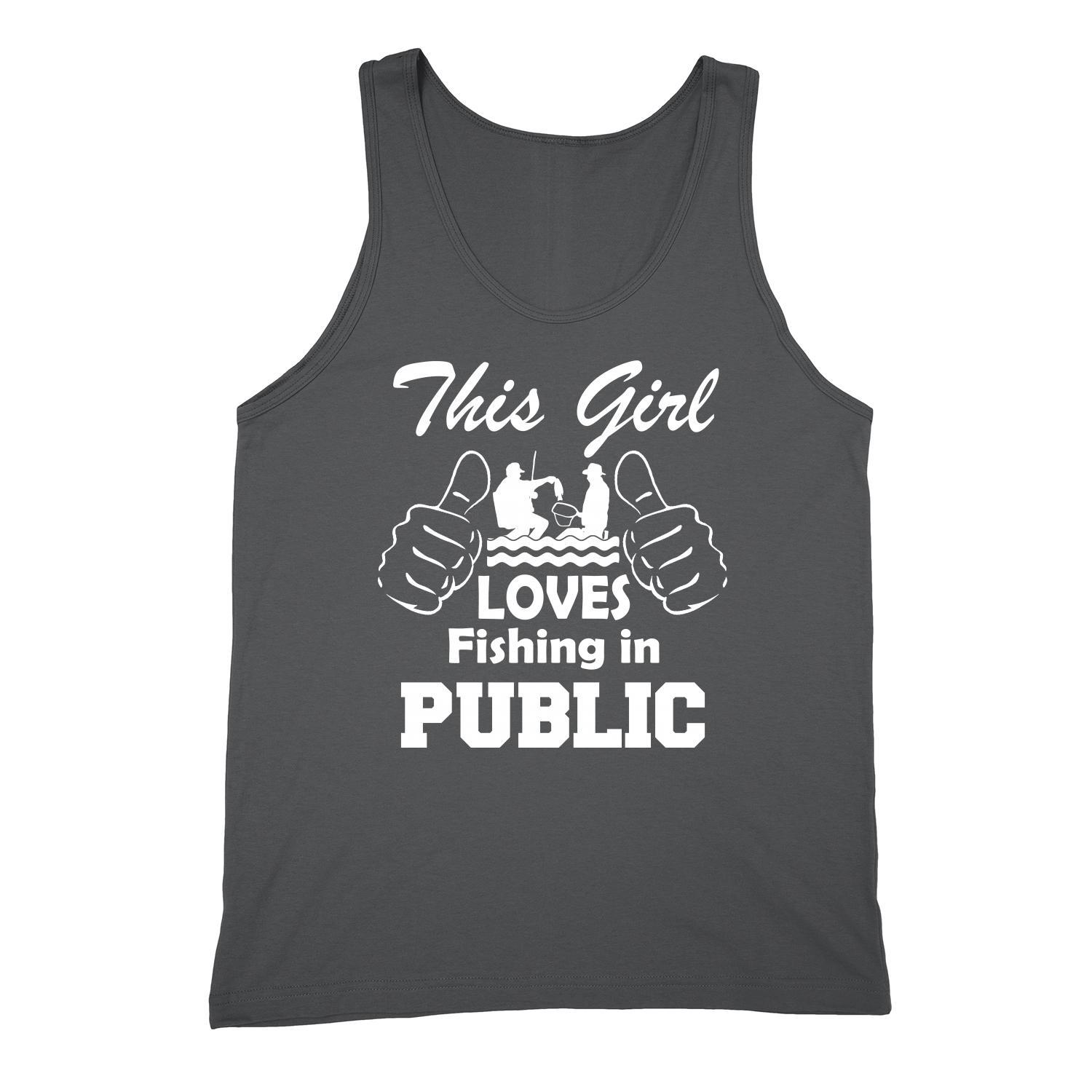 Image of This Girl Fishing In Public Shirt Outdoor Sporting Unisex Charcoal Tank Top
