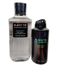 Bath &amp; Body Works Men&#39;s BLACK TIE 2pc Set 3n1 Hair Face Body Wash Spray NEW - $22.67