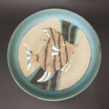Vintage 80s Studio Thrown Pottery Art Large Angelfish Plate Tropical Fis... - $115.00