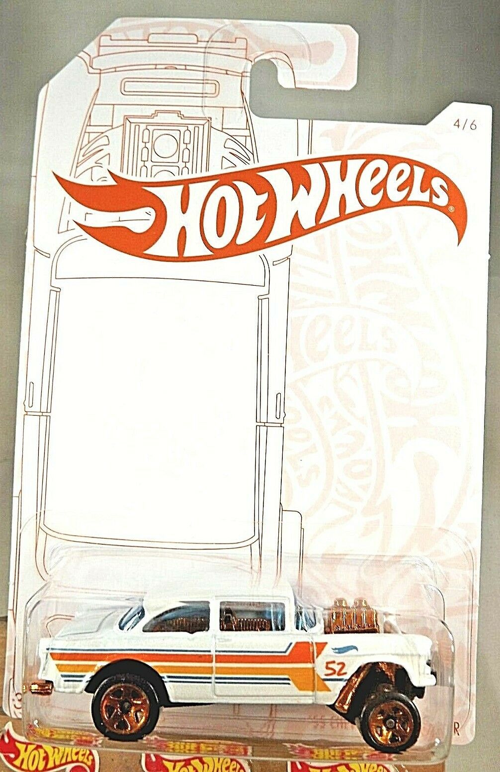 2020 Hot Wheels 52 Anniversary 4/6 Pearl & Chrome '55 CHEVY BEL AIR GASSER White