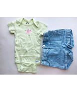 Girl&#39;s Size 3M 0-3 Months Two Piece Green Gerber Cat Top &amp; Sonoma Denim ... - $9.00