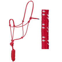 8 Ft Hilason Horse Halter Knotted Basic Poly Rope With Lead Red U-68RD - $17.77