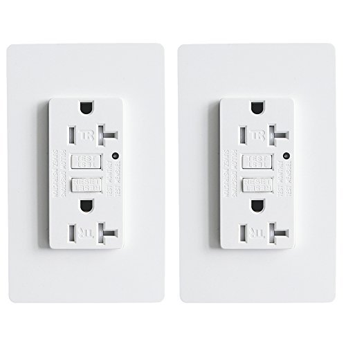 LEOD 20A 125V SelfTesting GFCI Outlet with green LED indicator light