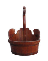 Chinese Rustic Brown Duck Shape Wood Bucket cs1112E - $195.00