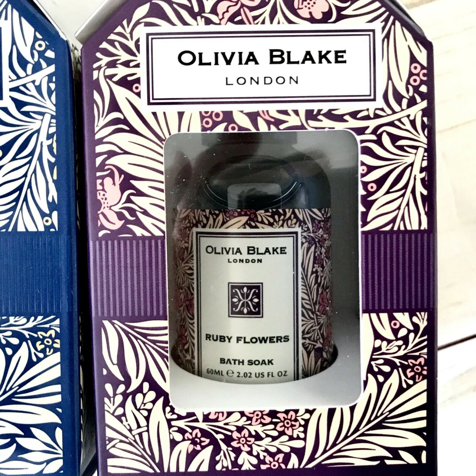 2 Olivia Blake London Sapphire Rose Ruby Flowers BATH SOAK 2.02 oz