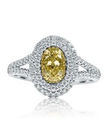 GIA Certified 1.59 Carat Yellow Oval Diamond Engagement Ring 18k White Gold - $4,339.60