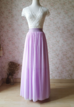 2022 Light Purple Tulle Skirt Plus Size Tulle Skirt High Waist Long Tulle Skirt image 1