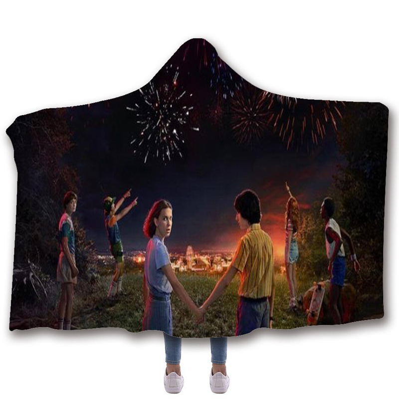Stranger Things Hooded Hoodie Throw Blanket Bedroom Home Blankets