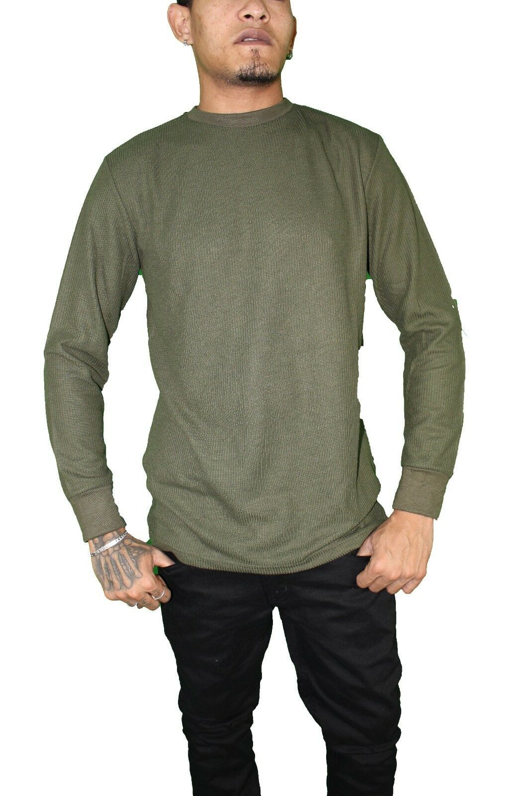 3Pack LOT Heavyweight Waffle Thermal Shirt Men Long Sleeve Crew Neck M