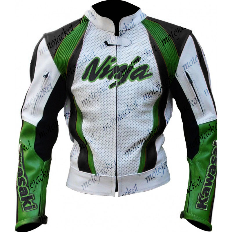 Kawasaki Ninja Green cruiser Motorbike Leather Jacket Biker Gear Men