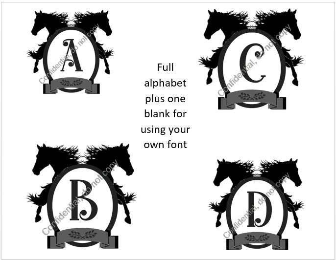 27 Uppercase Rustic Horse Monogram for Cricut - Full Alphabet plus One Blank - F