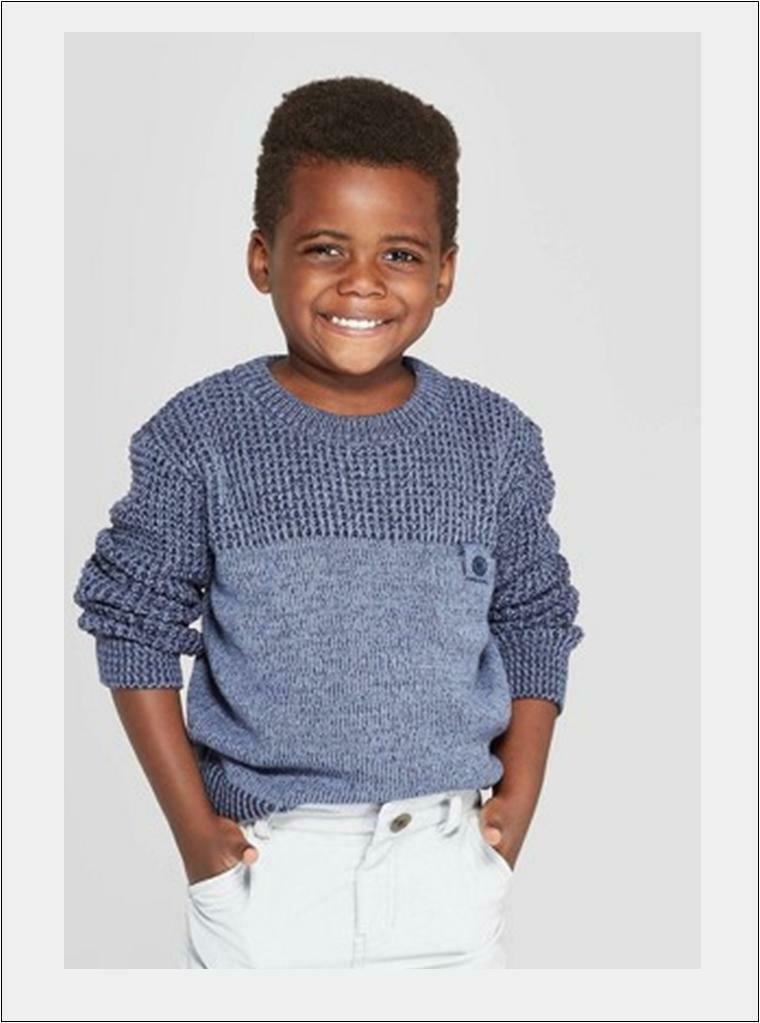 12m Baby Toddler Boys' Textured Pullover Knit Sweater Cat Jack Two Tone Blue NWT