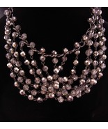 Edwardian glass Collar - Queens silver bead Necklace - wide 6 strand cho... - $115.00