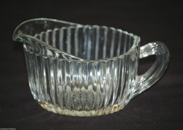 Queen Mary Clear by Anchor Hocking Ribbed Depression Creamer w Starburst... - $12.86