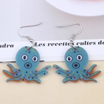 1 pair octopus lovely cute printing drop earrings acrylic new design spr... - $9.19