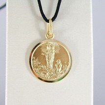 SOLID 18K YELLOW GOLD OUR MARY LADY OF THE GUARD 11 MM ROUND MEDAL MADE IN ITALY image 1
