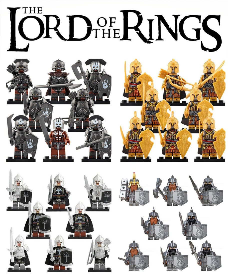8pcs LOTR Dwarves Elf Uruk-hai Gondor Soldiers Army Set Minifigure Toys Gift