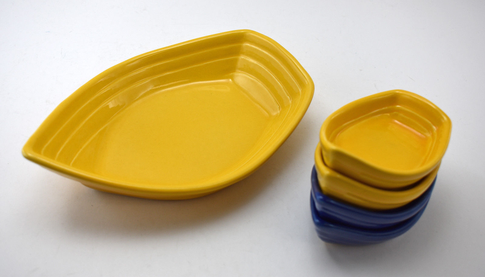Appolia French Ceramic Cookware5 Yellow Cobalt Blue Boats Baking/Serving Dishes Other