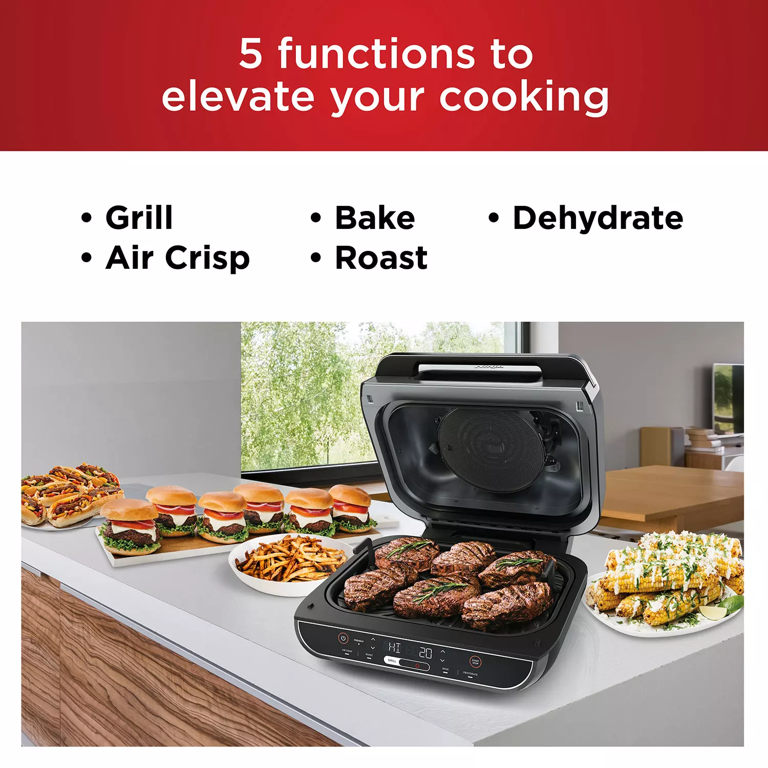 Ninja Foodi XL 5in1 Indoor Grill with 4Quart Air Fryer Grills