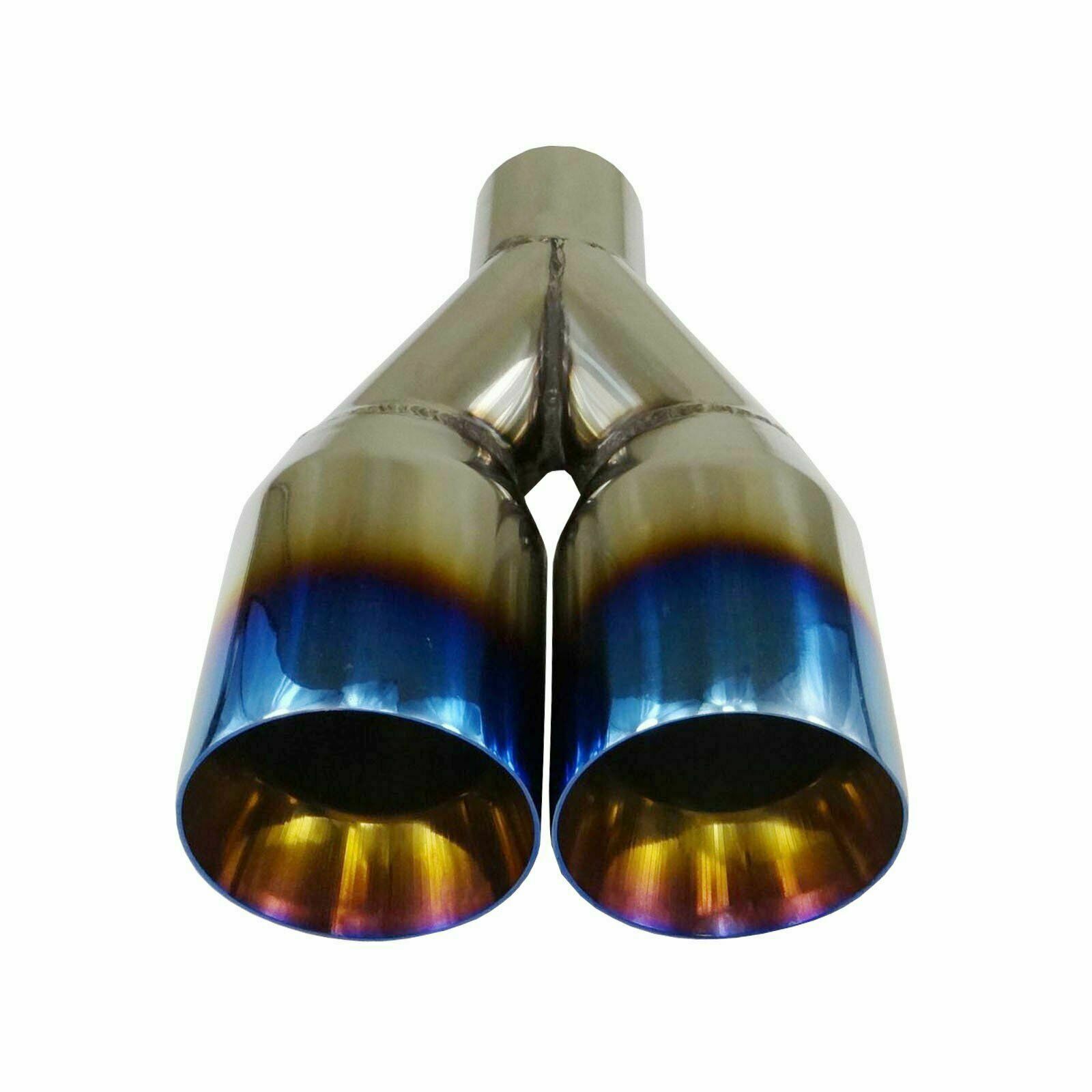 Polished Stainless Steel 2.5In 3.5Out Exhaust Duo Slant Tip Blue Burnt