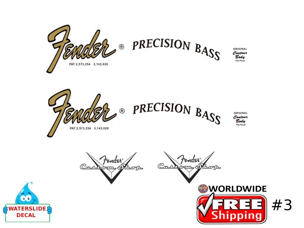 Fender Precision Bass Guitar Decal Inlay Headstock Sticker Waterslide