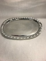 Metal Oval platter handles 17inch VINTAGE Thumbprint scalloped edge aluminum? - $24.40