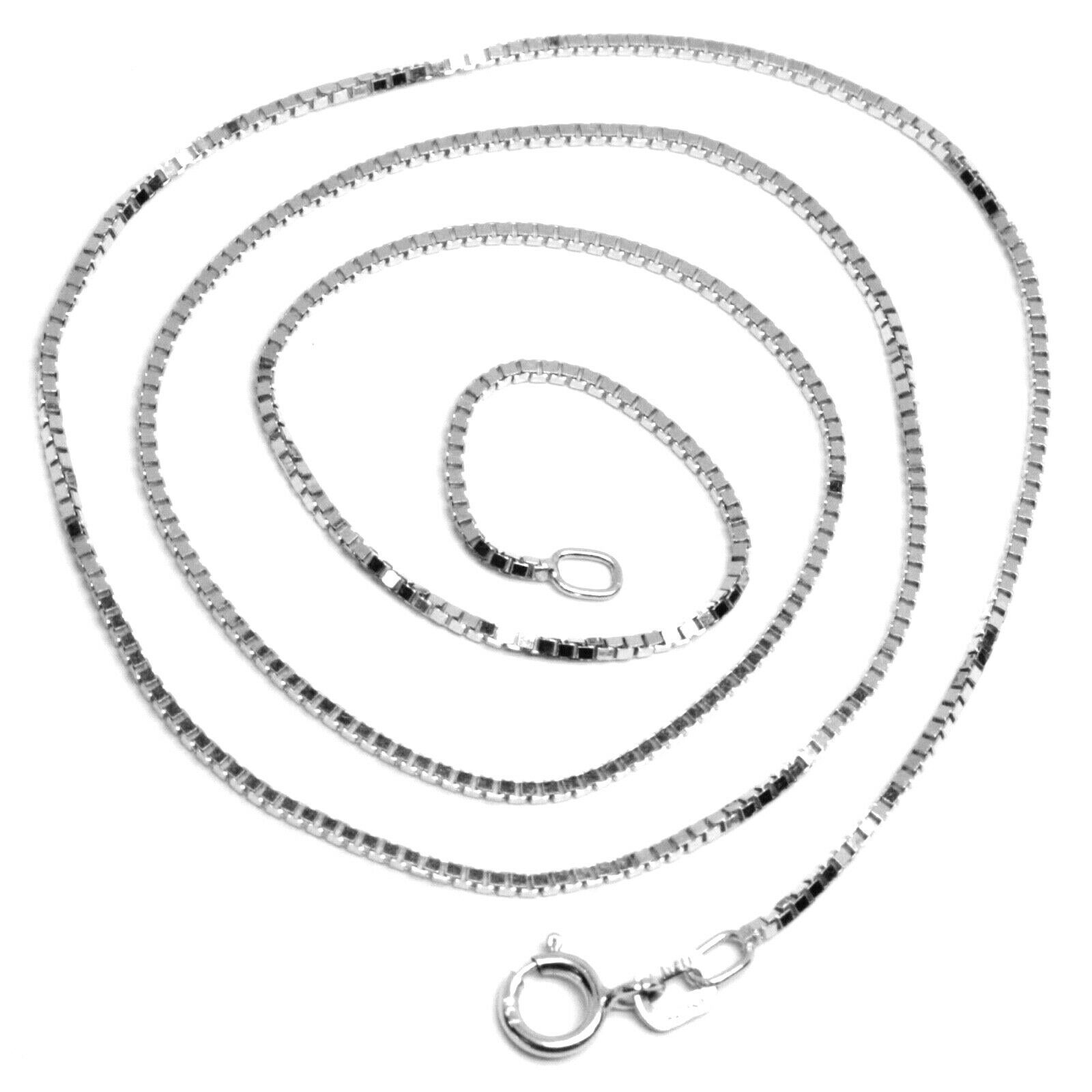 Primary image for SOLID 18K WHITE GOLD CHAIN 1.1 MM VENETIAN SQUARE BOX 23.6", 60 cm, ITALY MADE